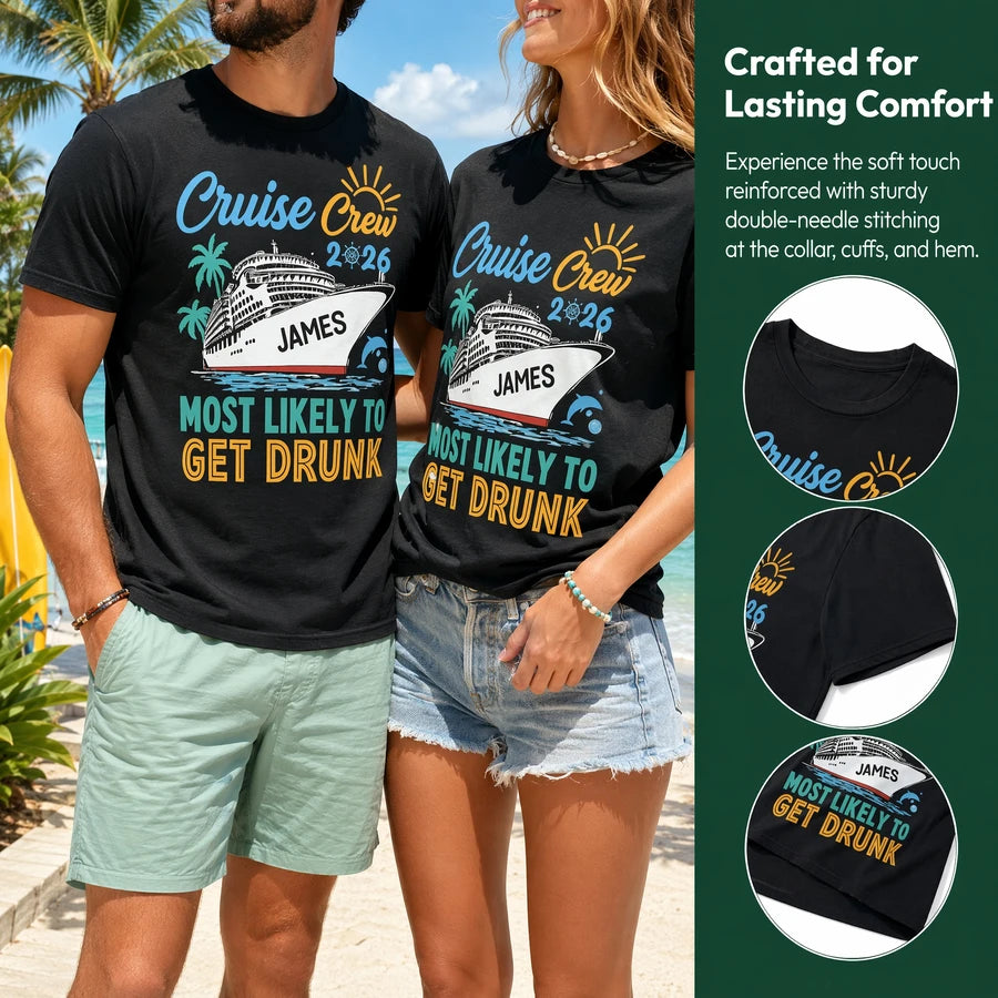 Custom Name Cruise Crew T-shirt - white background product photo