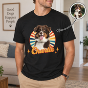 Custom Photo Upload T-Shirt with Retro Sunset Circle C2U9F