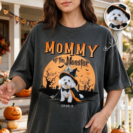 Custom Photo Halloween T-Shirt with Spooky Season Dogs & Pumpkins TTW2H