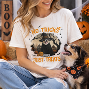 Custom Photo Upload T-Shirt No Tricks Just Treats Halloween 26X9H