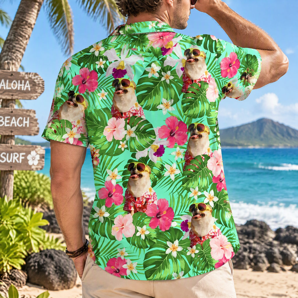 Custom Dog Photo Tropical Style Hawaiian Shirt FY6U8