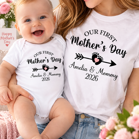 Custom Our First Mother's Day Personalized Matching T-Shirt UA0O1