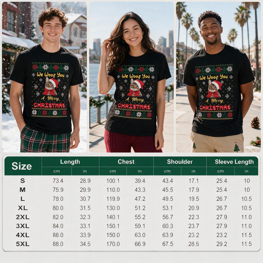 Custom Photo Upload T-Shirt We Woof You A Merry Christmas MZ5NS