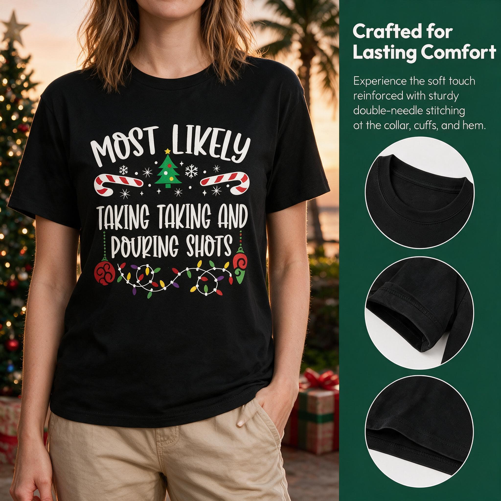 Custom Personalized T-Shirt with Christmas Lights & Candy Canes TNLB7