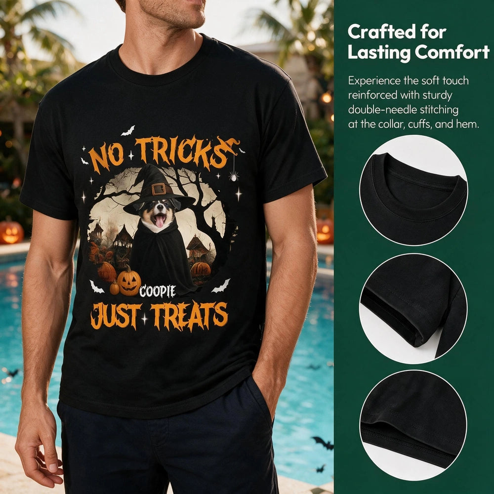 Custom Photo T-Shirt with No Tricks Just Treats Halloween Design 3W3VW