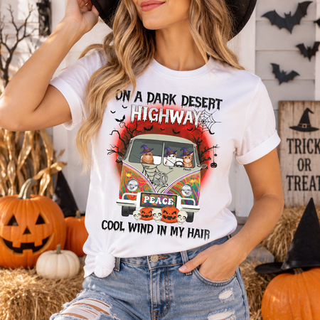 Custom Personalized Cat T-Shirt On A Dark Desert Highway Cool Wind FBI4C