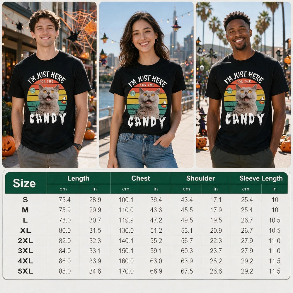Custom Photo T-Shirt I'm Just Here for the Candy with Retro Sunset AEP5B