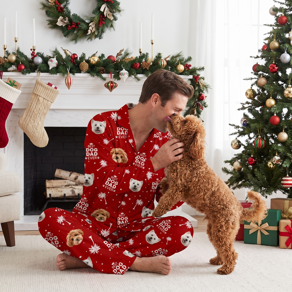 Custom Photo Upload Pajama Set Best Dog Dad Ever CNCZ9