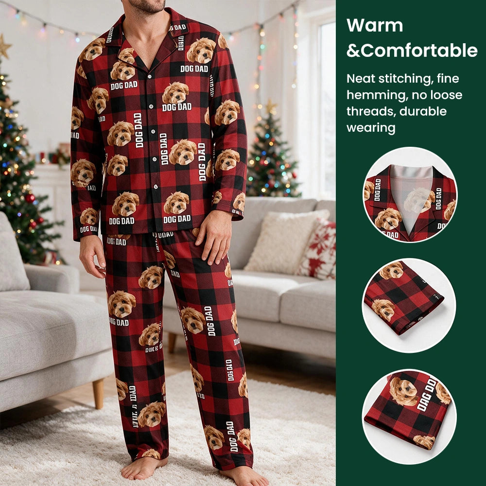Custom Dog Cat Mom Dad Flannel Pajamas — Gift for Dad W7AG9