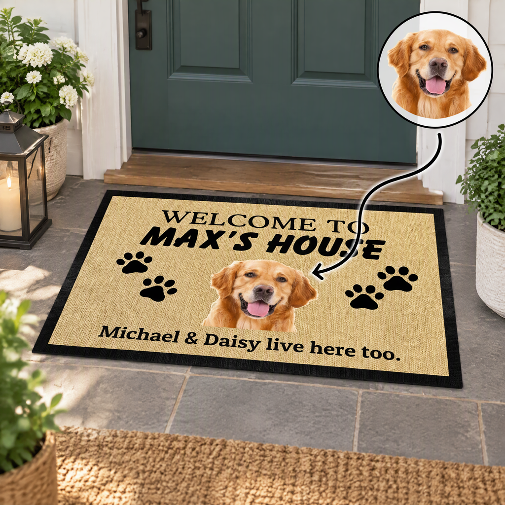 Custom Customize Welcome House Dog Doormat — Gift for Dog Lovers 8ART3