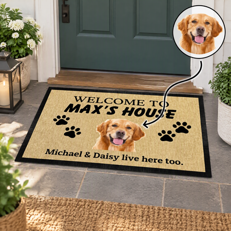 Custom Customize Welcome House Dog Doormat — Gift for Dog Lovers 8ART3