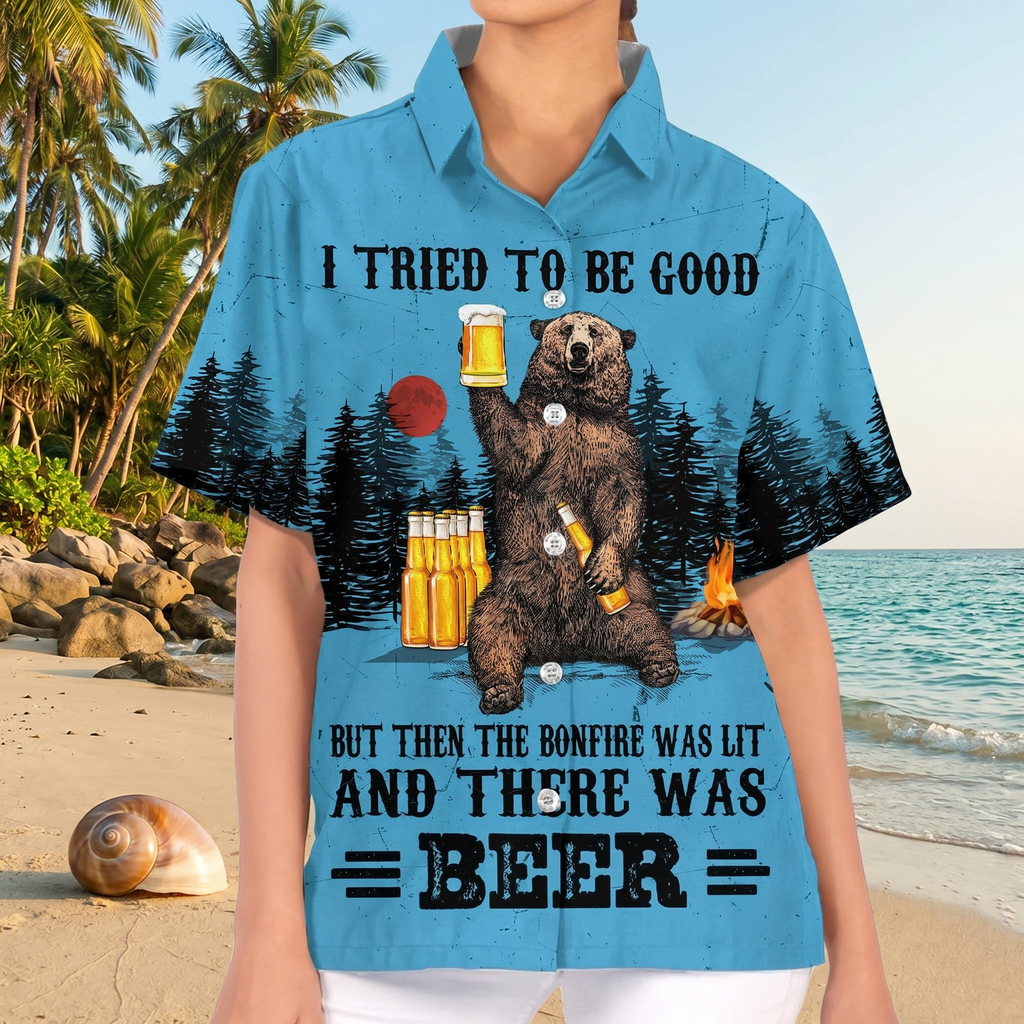 I Tried to Be Good But Then The Bonfire Was Lit Hawaiian Shirt