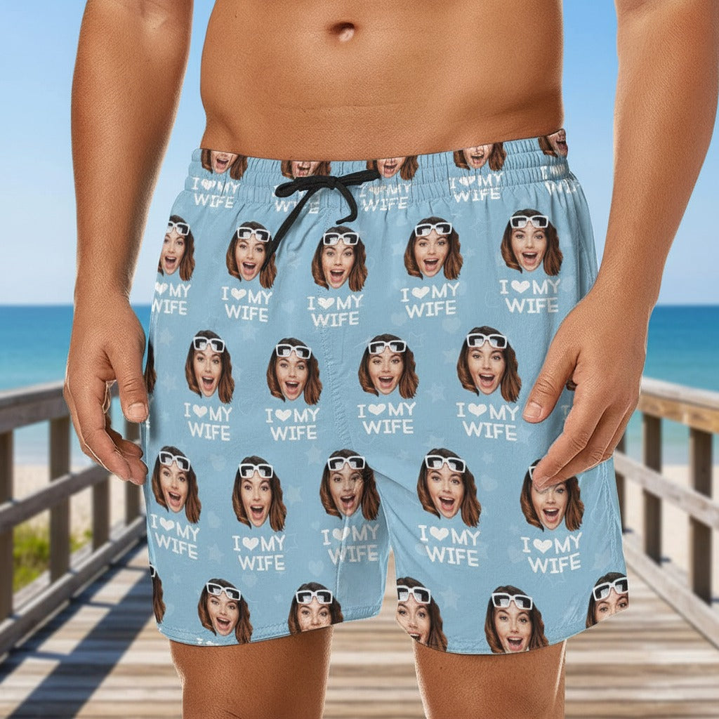 Custom Photo I Love My Girlfriend Beach Short 893H3