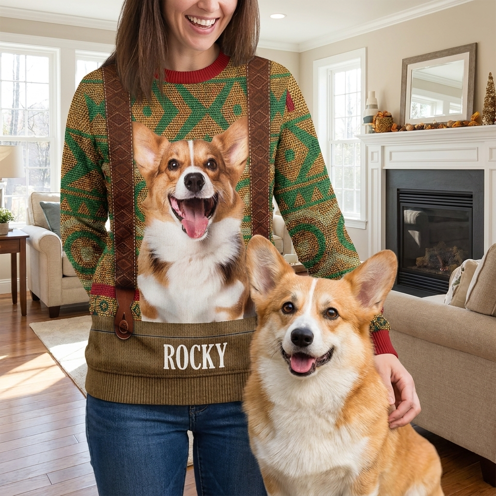 Custom Dog Photo Frozen Christmas Ugly Sweater For Dog Lovers DP3PF