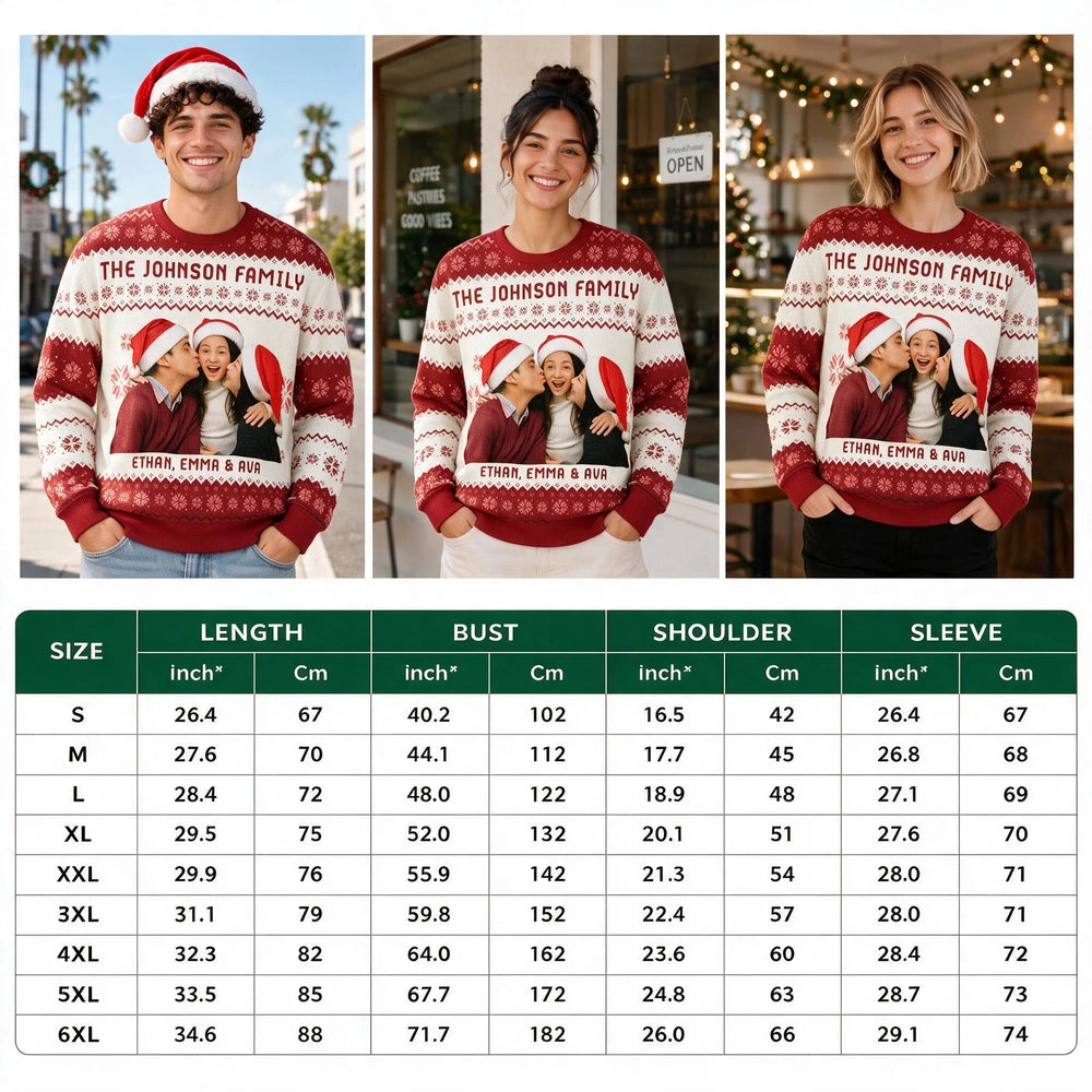 Custom Photo Family Ugly Sweater Christmas, Funny Gift For Family, Dad, Mom, Grandpa, Grandma 7QQA1