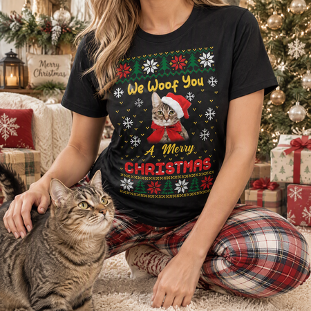 Custom Photo Upload T-Shirt We Woof You A Merry Christmas MZ5NS