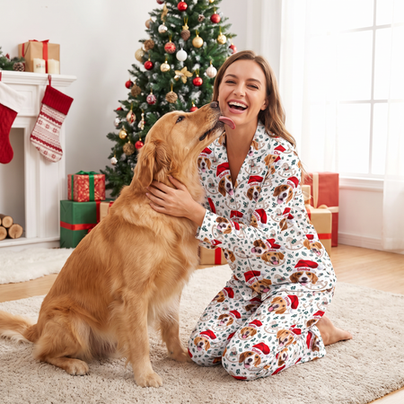 Custom Photo Upload Pajamas with Santa Hats 80P6T