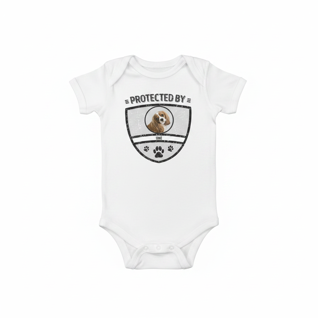Custom Protected Kid Dog Lover Baby T-Shirt — Gift for Dog Lovers C9DSK