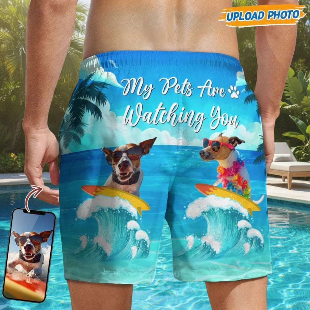 Custom Photo My Dog Is Watching Beach Short 7D7YF