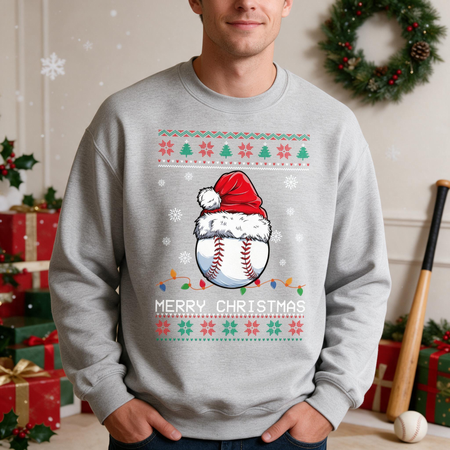 Custom Personalized Baseball Merry Christmas Ugly Sweater Sweatshirt CWQWR