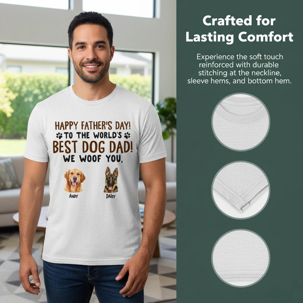 Custom Photo Upload Hoodie with Dog Dad Father's Day Design close-up detail
