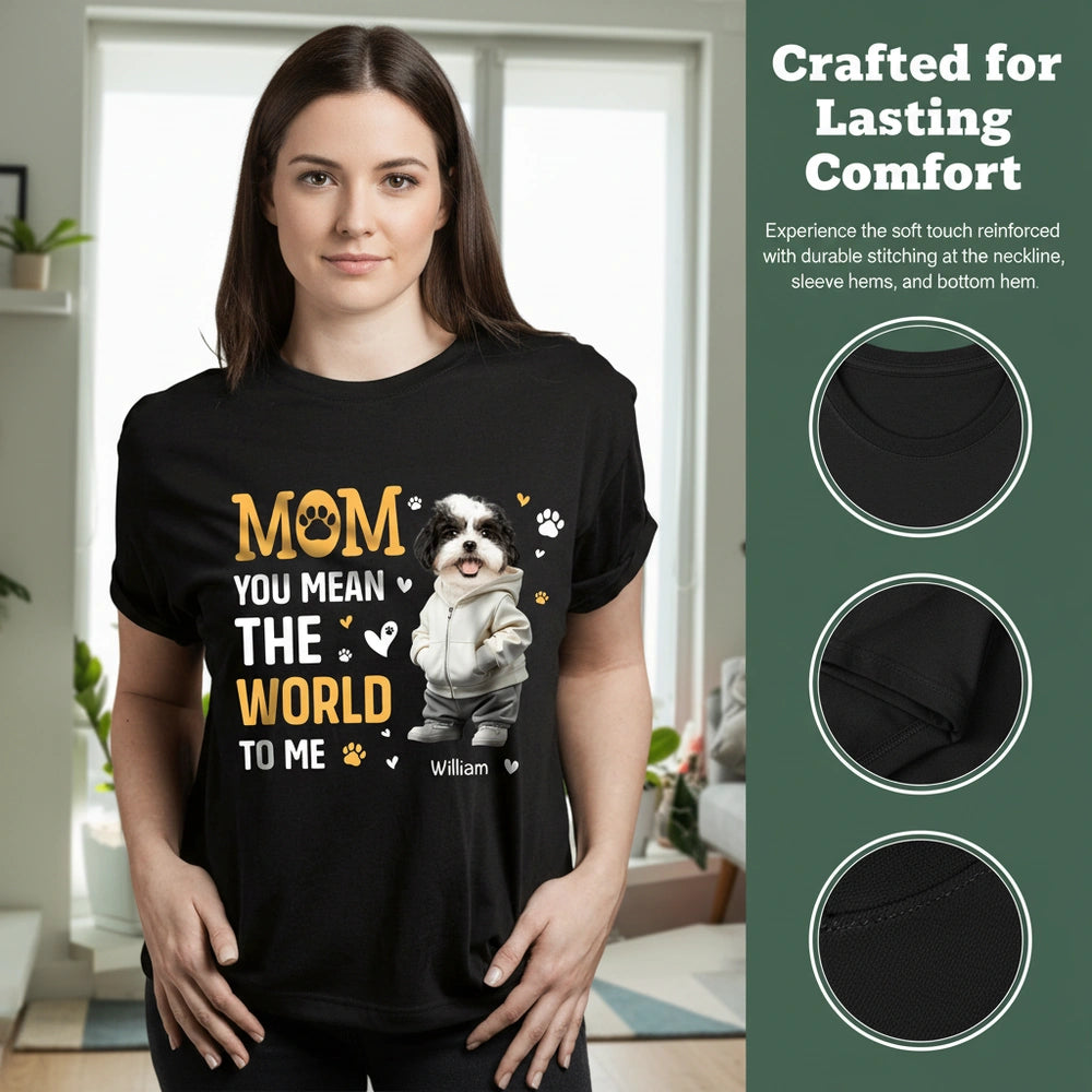 Custom Photo Upload Hoodie with MOM YOU MEAN THE WORLD TO ME Design close-up detail