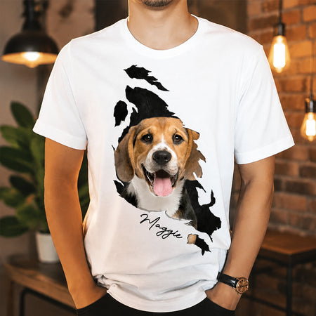 Custom Photo Dog Cat Behind The Scratch Pet Shirt CPPPF
