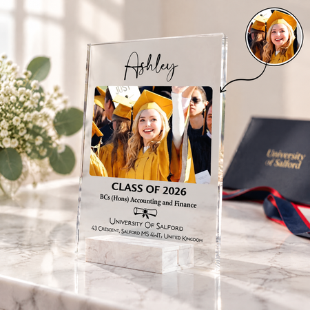 Custom Photo Upload Acrylic Ornament with Graduation Design 3MHTL