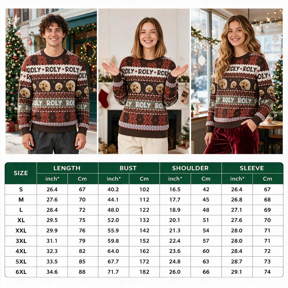 Custom Photo Upload Roly Poly Dog Ugly Christmas Sweater S5SPG