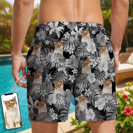 Custom Photo Tropical Cat Lover Beach Short 8A9G8