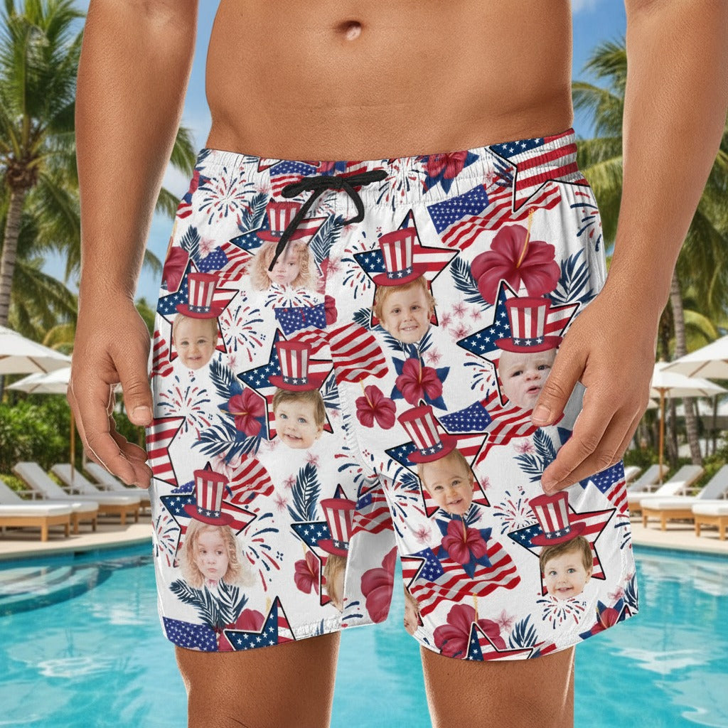 Custom Photo US Flag Hawaii Beach Short 3FLB7