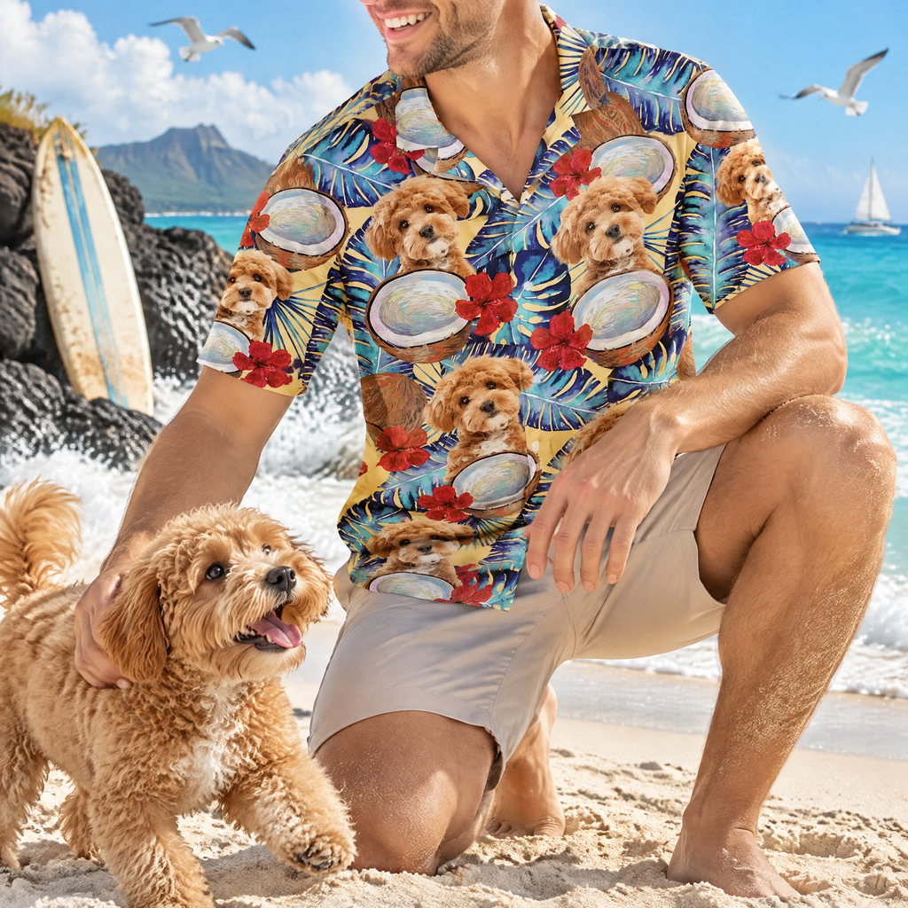Custom Tropical Coconut Dog Cat Hawaiian Shirt — Gift for Pet Lovers TVX3K