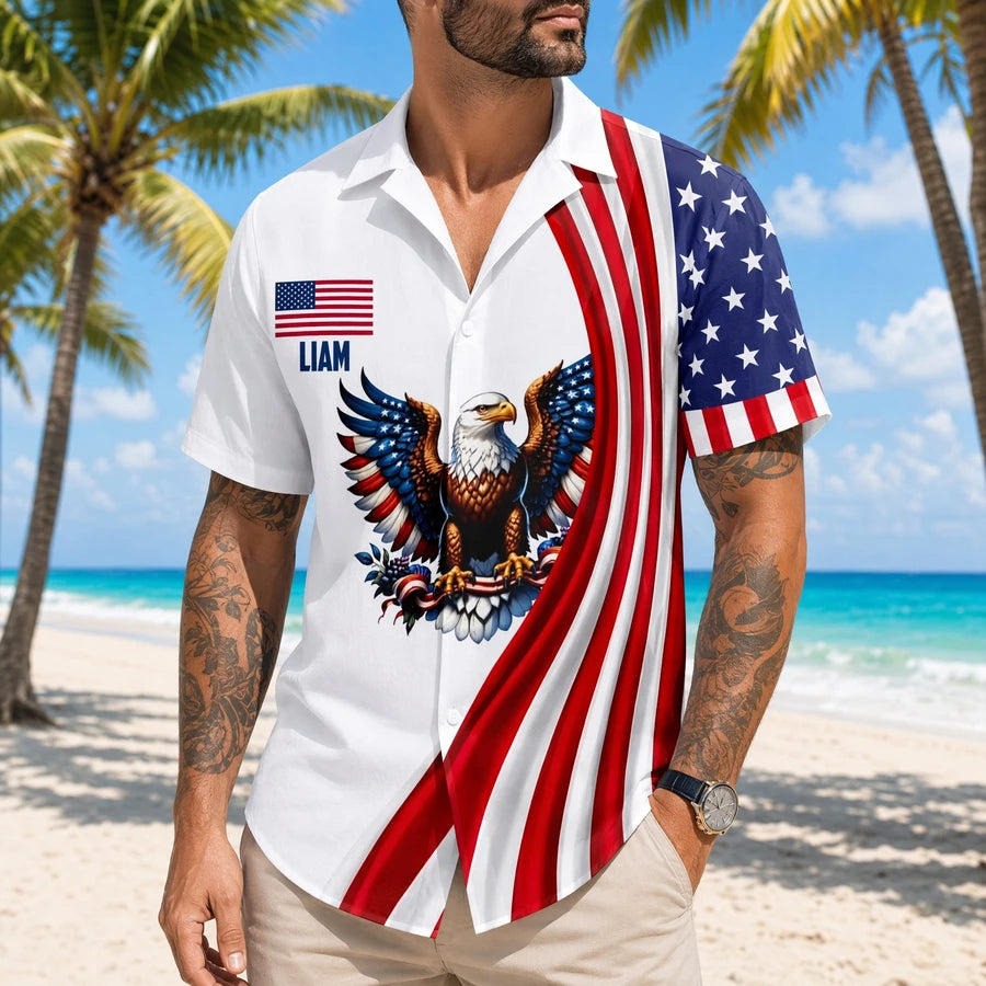 Custom Name American Pride Hawaiian Shirt - product care and notice