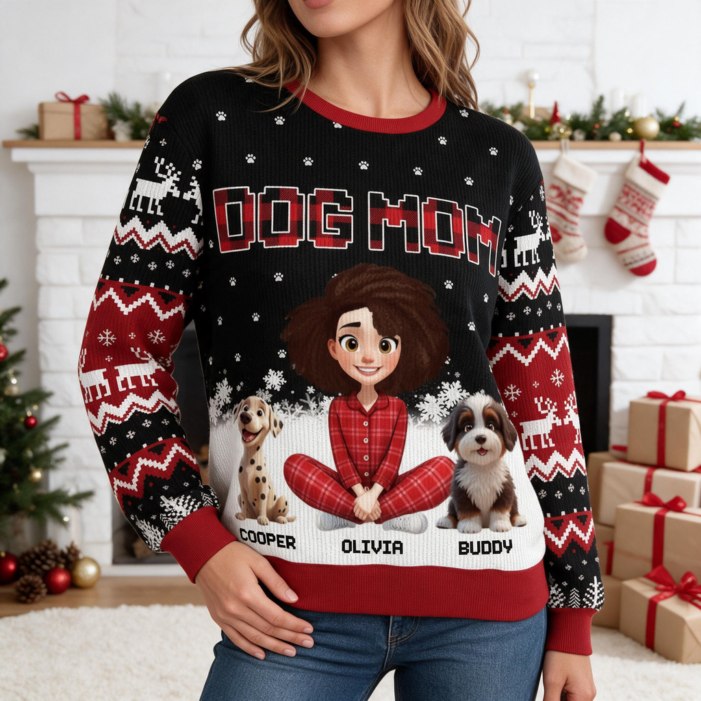 Dog Mom Christmas Pattern Ugly Sweater Christmas Gift T5SMU