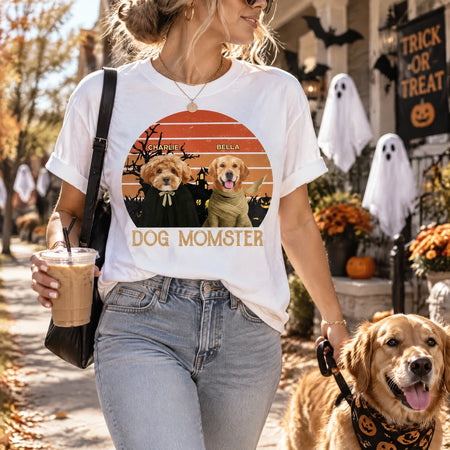 Custom Personalized T-Shirt with Dog Momster Halloween Design EQNP3