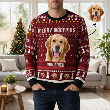 Custom Merry Woofmas Dog Aop Ugly Sweater — Christmas Gift UM4T4