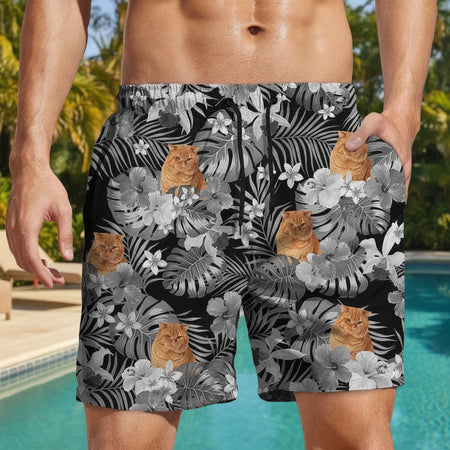 Custom Cat Photo Summer Tropical Beach Short FHLVD
