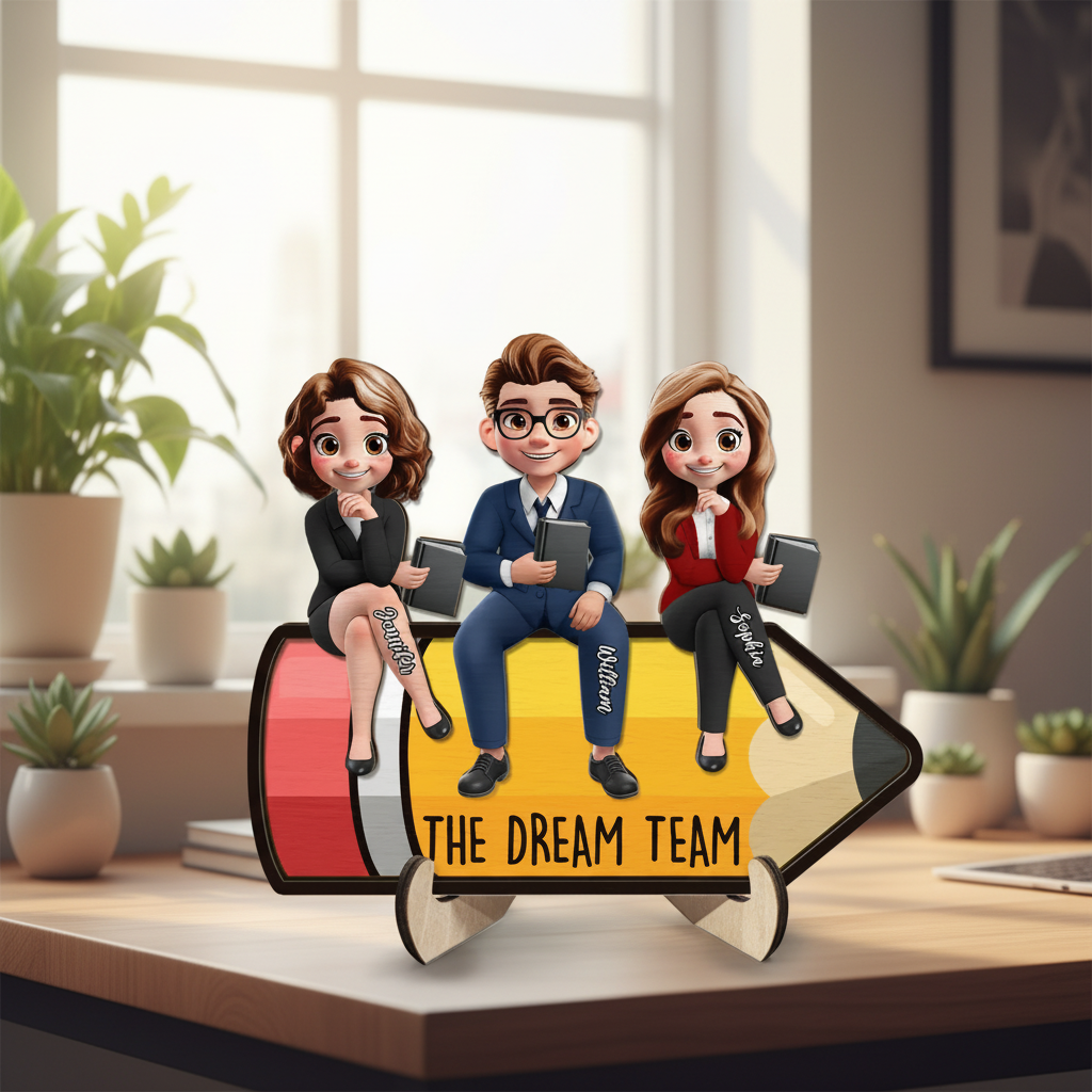 Teacher Dream Team - Personalized 2-Layered Wooden Plaque With Stand 6CK66
