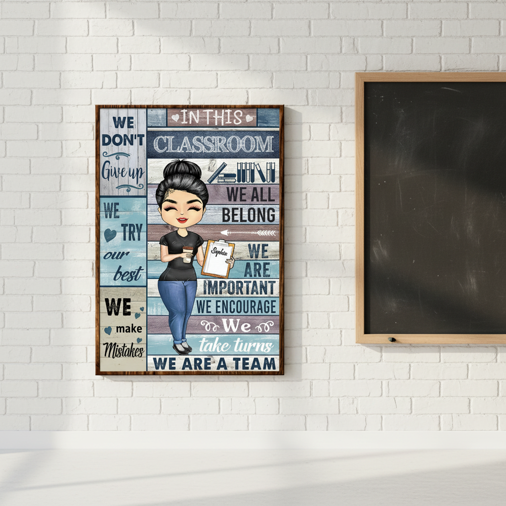 In This Classroom We All Belong Teacher - Personalized Custom Poster WGPDW