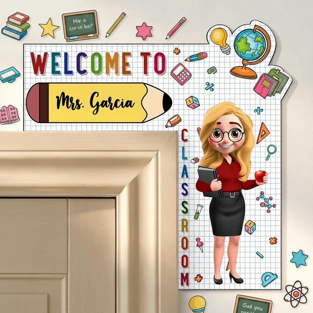 Teacher Welcome To My Class Back To School - Personalized Door Corner Wood Sign BIZGM