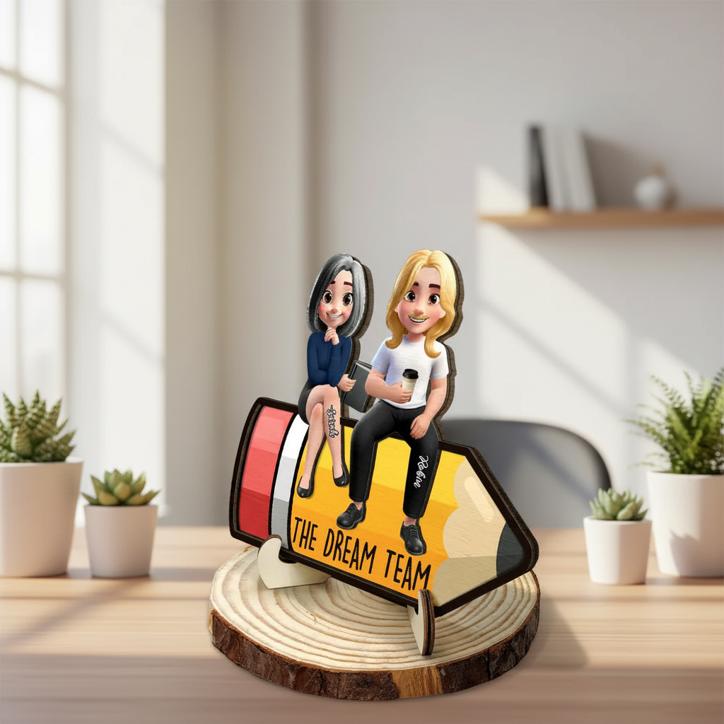 Teacher Dream Team - Personalized 2-Layered Wooden Plaque With Stand 6CK66