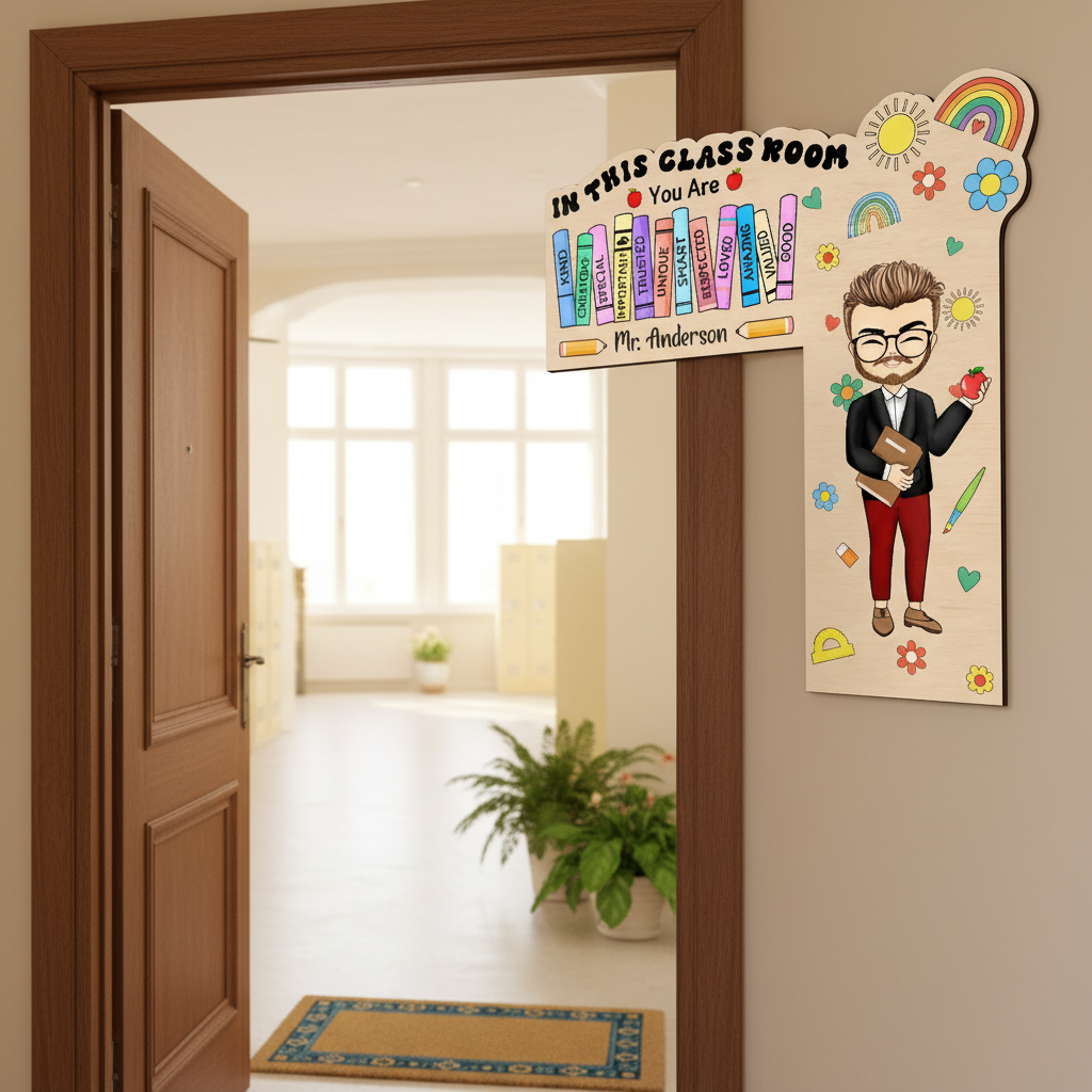 In This Classroom You Are Kind Creators Special Teacher Gift - Personalized Door Corner Wood Sign Y9RU5