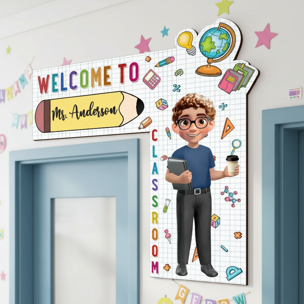 Teacher Welcome To My Class Back To School - Personalized Door Corner Wood Sign BIZGM