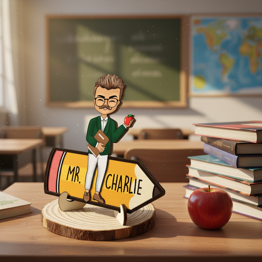 Teacher Pencil - Personalized 2-Layered Wooden Plaque With Stand K41SR
