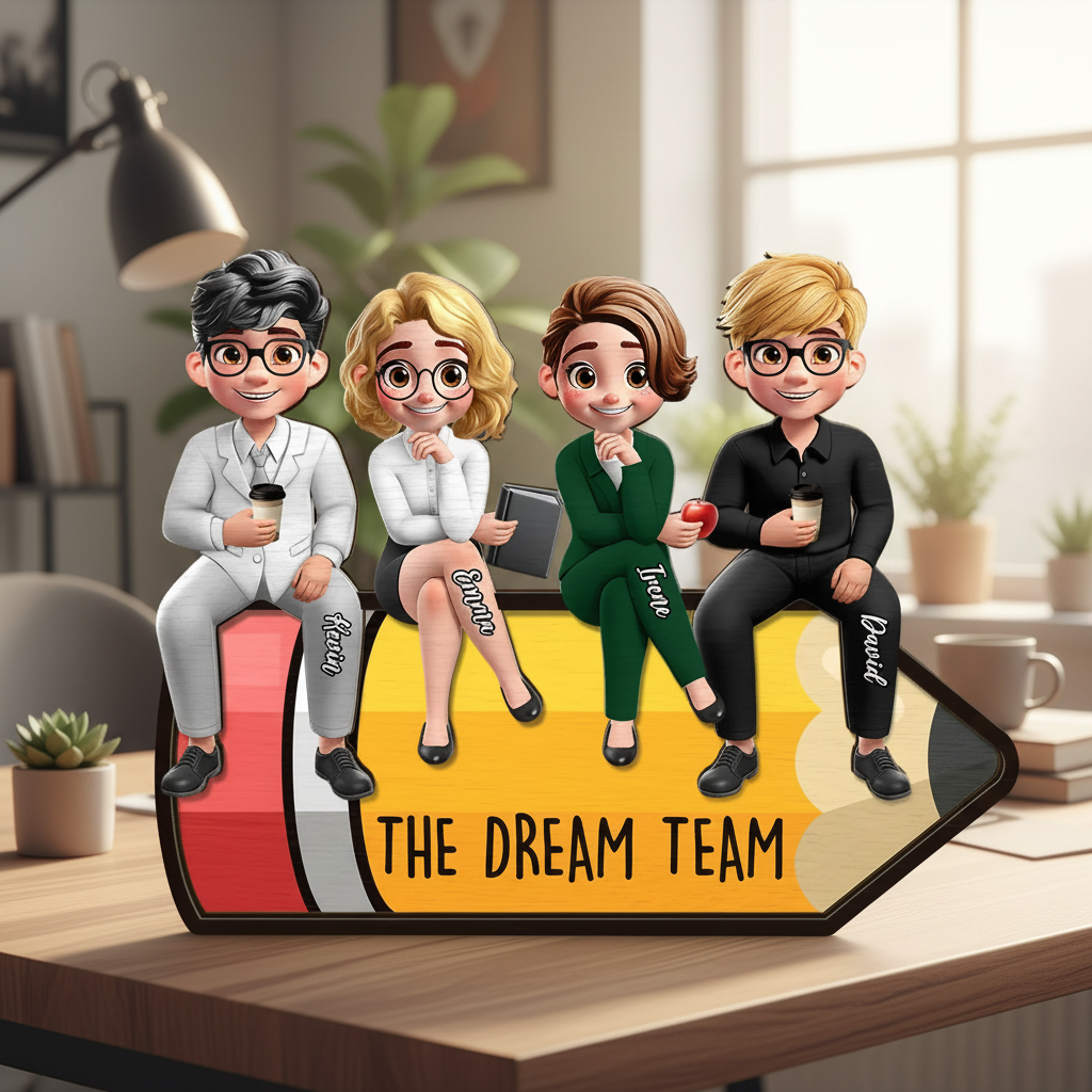 Teacher Dream Team - Personalized 2-Layered Wooden Plaque With Stand 6CK66