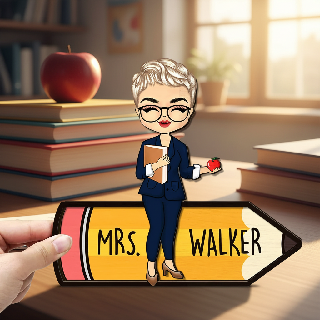 Teacher Pencil - Personalized 2-Layered Wooden Plaque With Stand K41SR