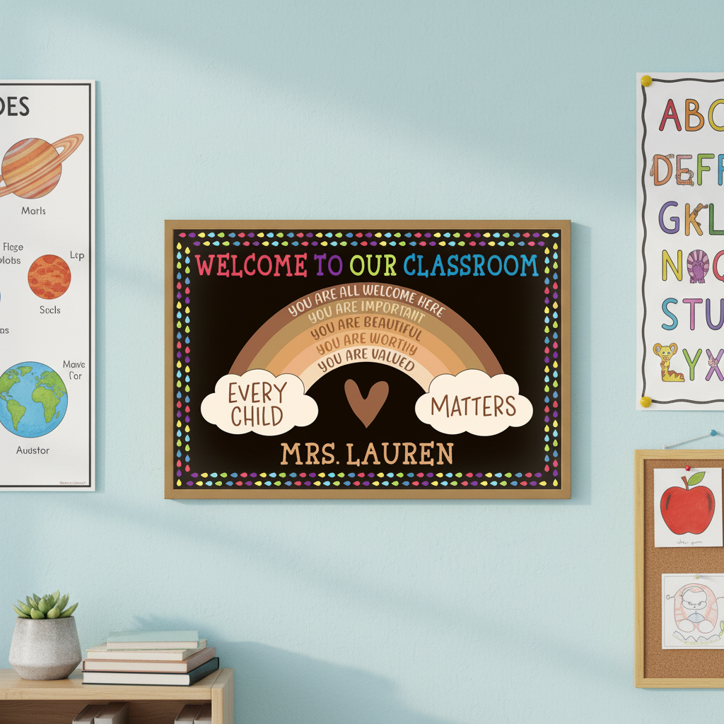 Personalized Teacher You Are All Welcome Here Custom Poster, Teacher Gifts, Classroom Decor 65UET
