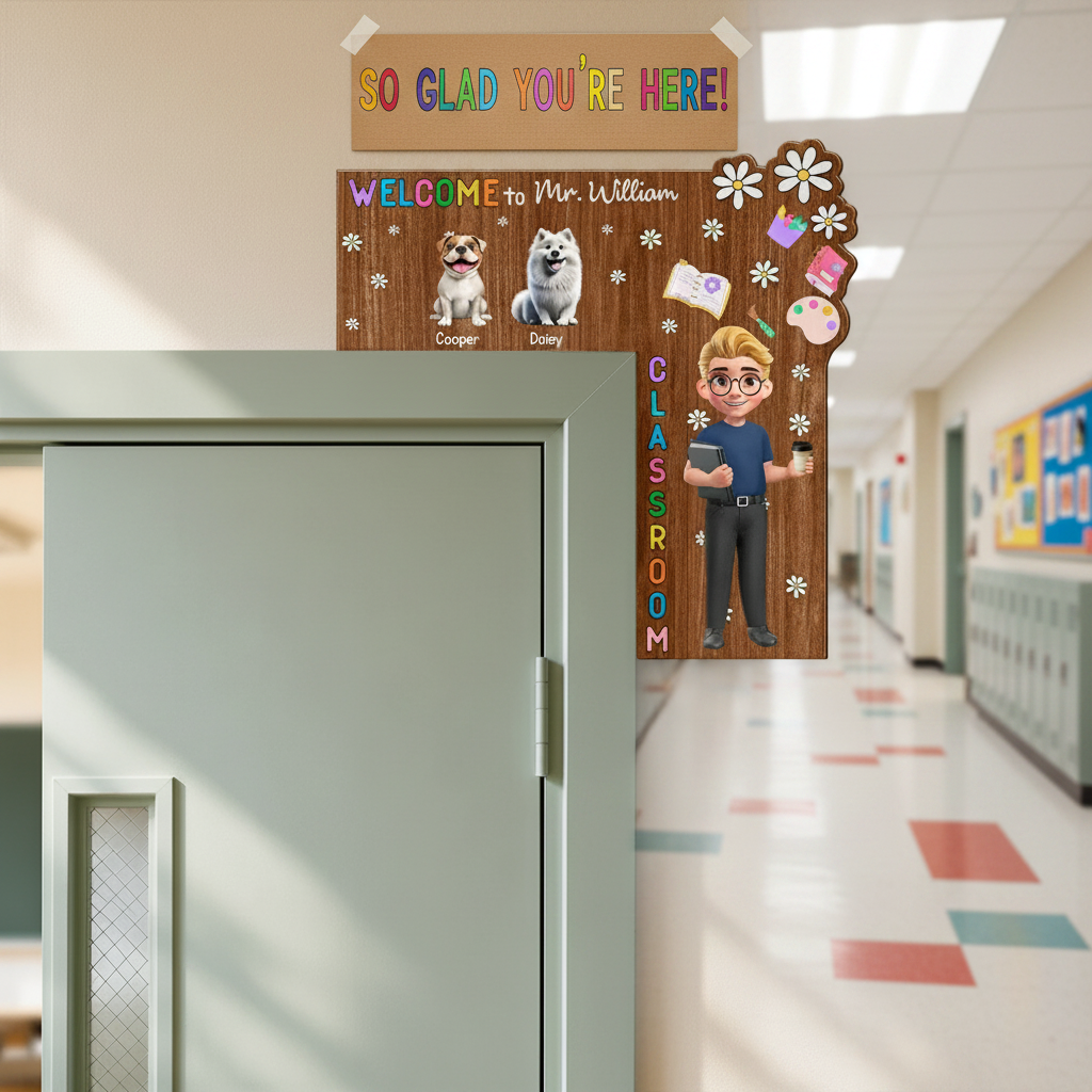 Welcome To My Class Cat Dog Mom Teacher - Personalized Door Corner Wood Sign ZTEH5