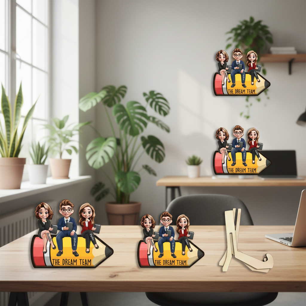 Teacher Dream Team - Personalized 2-Layered Wooden Plaque With Stand 6CK66