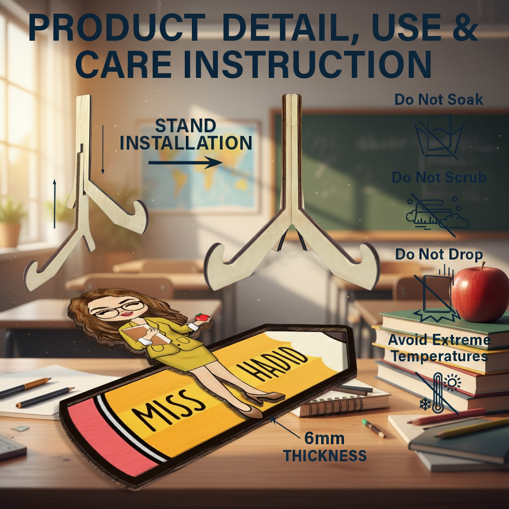 Teacher Pencil - Personalized 2-Layered Wooden Plaque With Stand K41SR